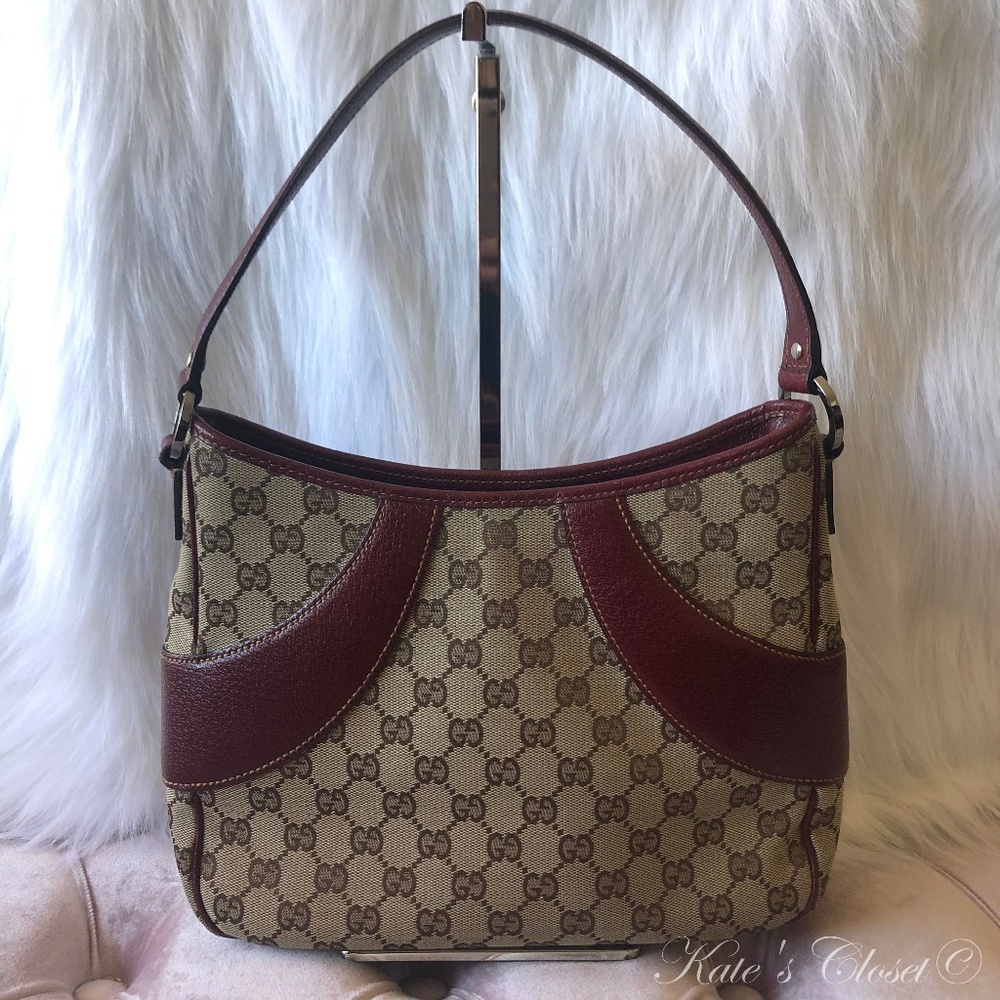 SOLD!! GUCCI GG Canvas Red and Beige Shoulder Bag